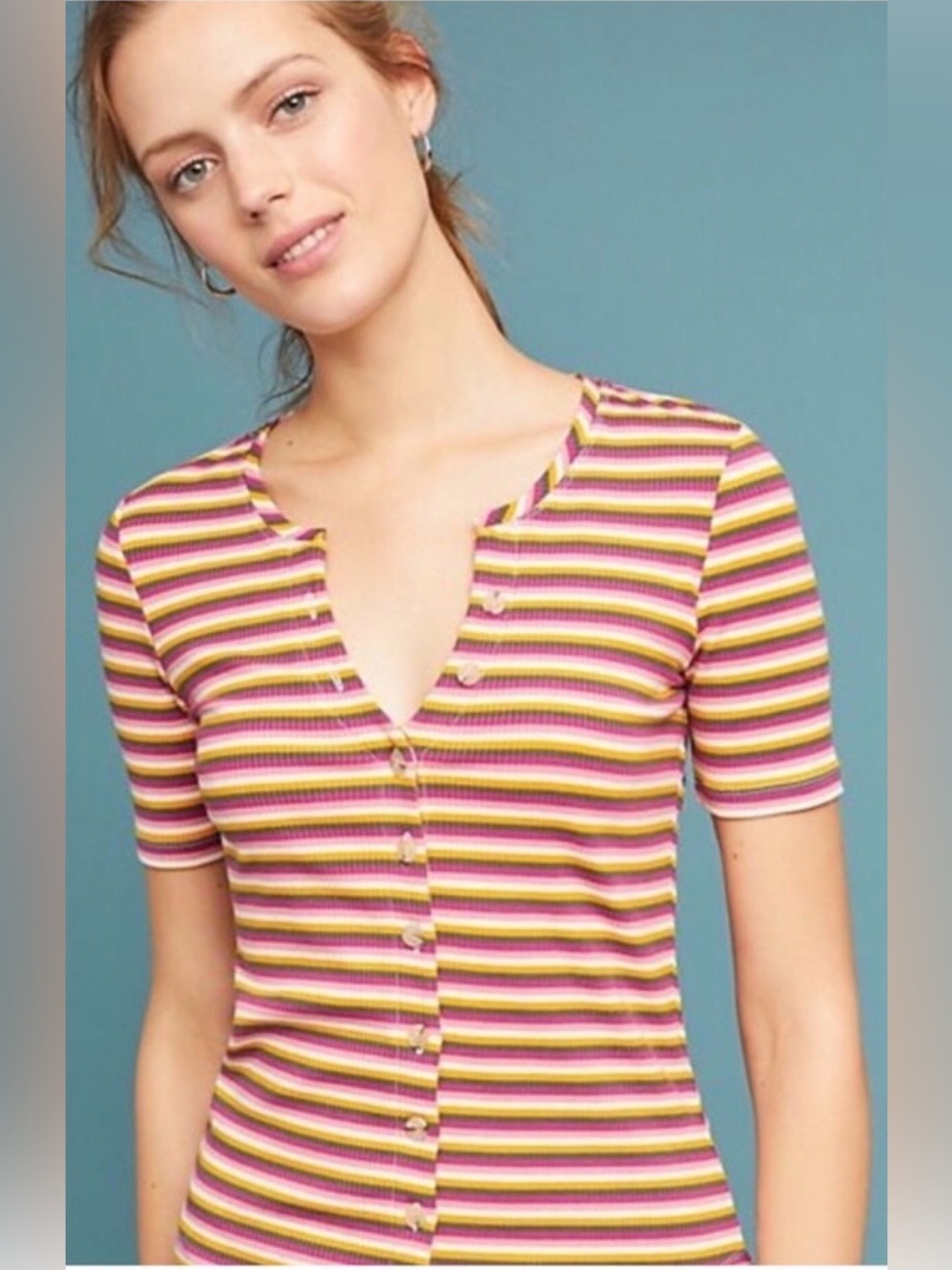 NWT Anthropologie Ribbed Knit Top Size L